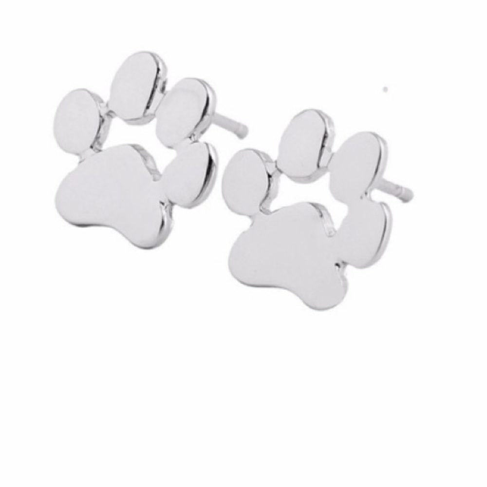 NWT Silver Plated Dog Paw Earring Studs
